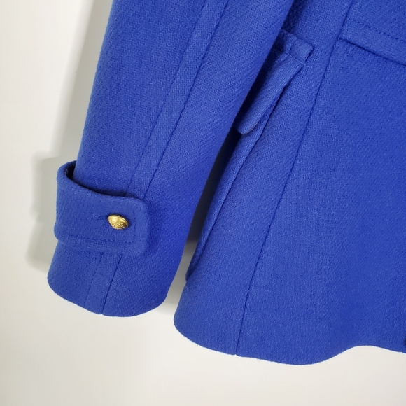 J. Crew Stadium Cloth Majesty Royal Blue Wool Pea Coat Size 0 Great Condition - Picture 7 of 14
